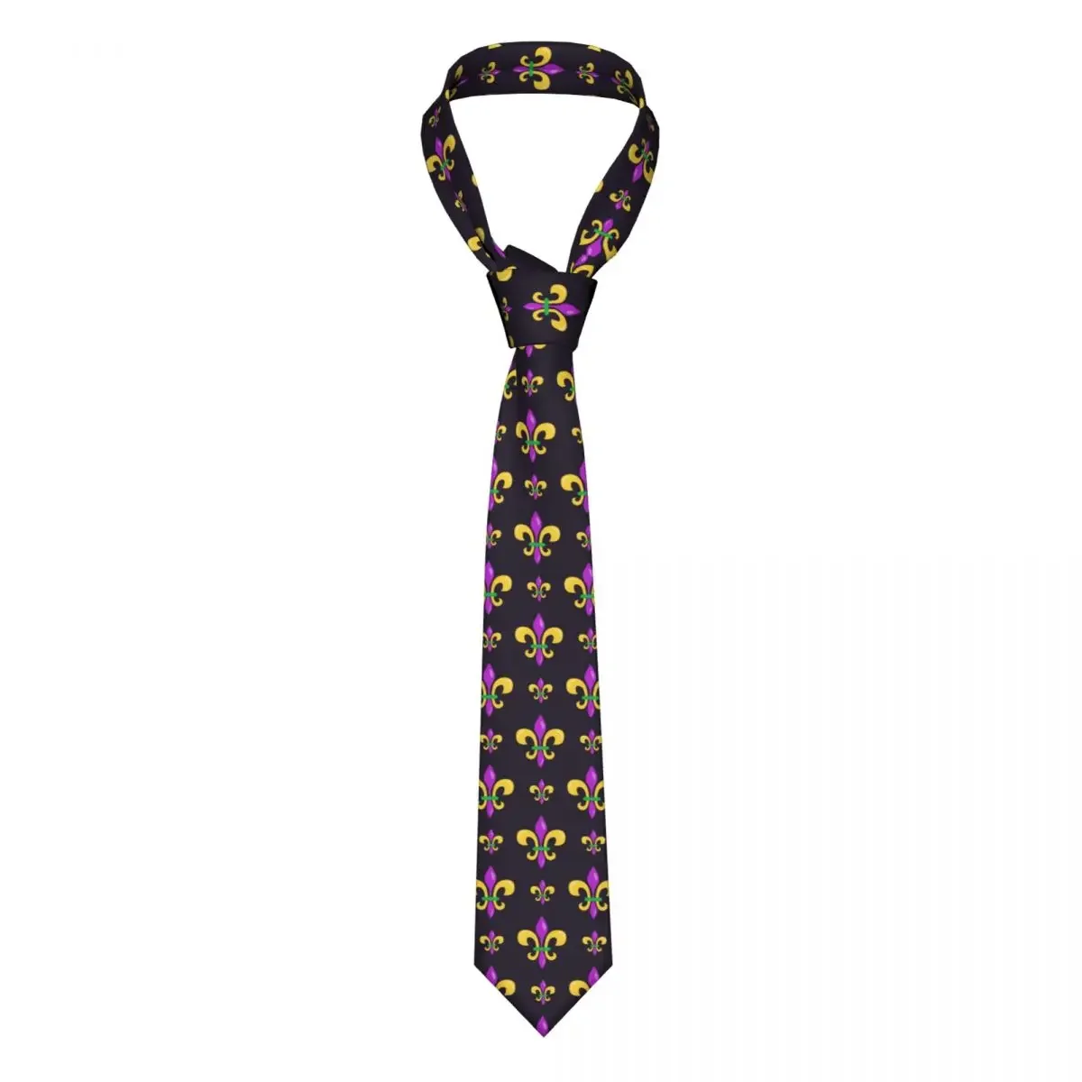 

Classic Tie Men Neckties for Wedding Party Business Adult Neck Casual Fleur De Lis Mardi Gras Background