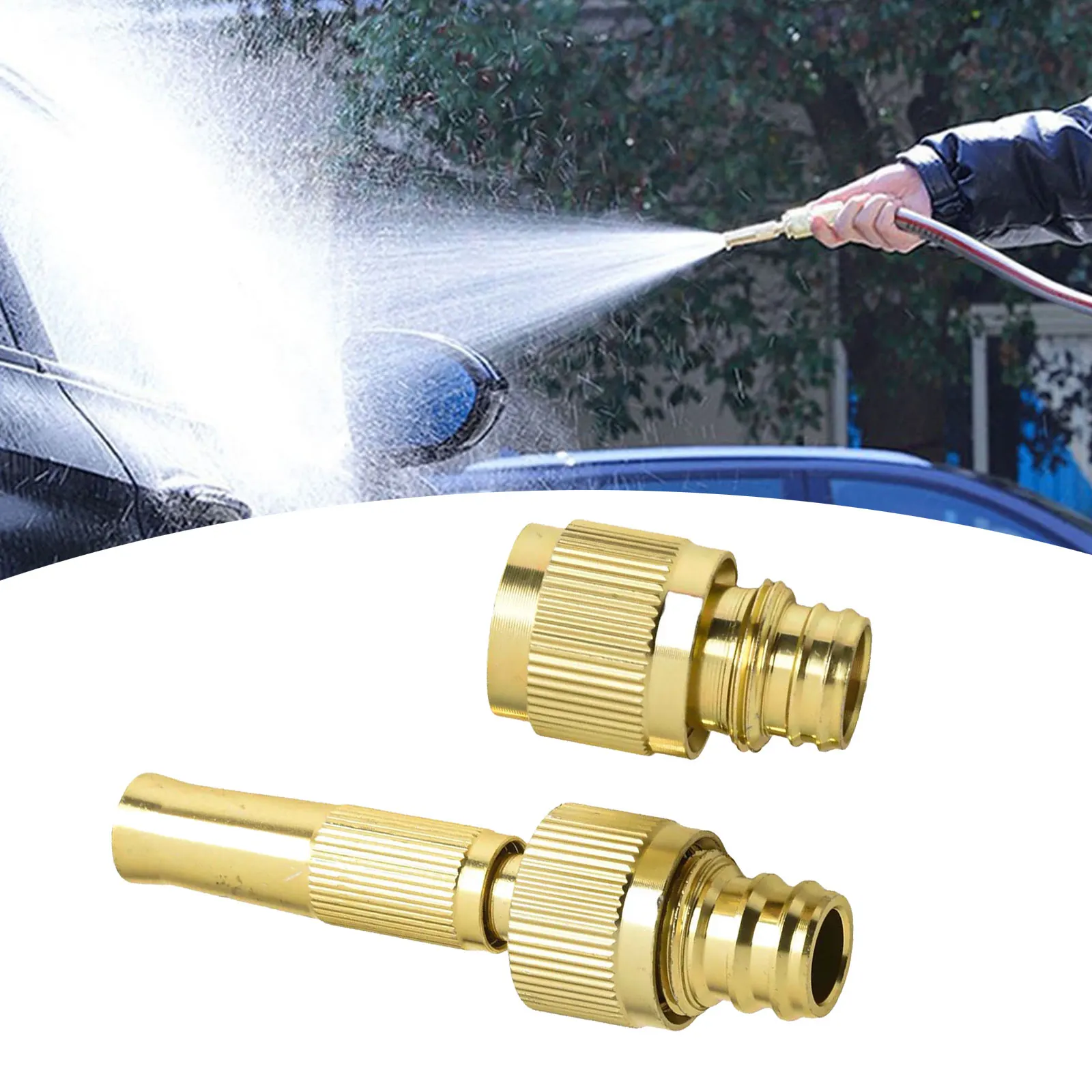 Sprayer Hose Nozzle Adjustable Aluminum Alloy Direct Injection G1/2 G3/4 Garden Gold High Pressure Great Quality