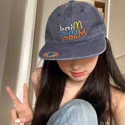 Spring and summer new retro letter embroidered baseball hat flat brim hip hop street shade cap