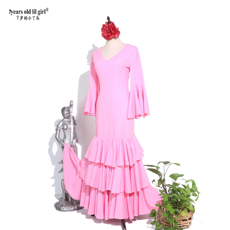 Abito da ballo Flamenco spagnolo Danza moderna Gonna altalena in chiffon addensato italiano multistrato ENE21