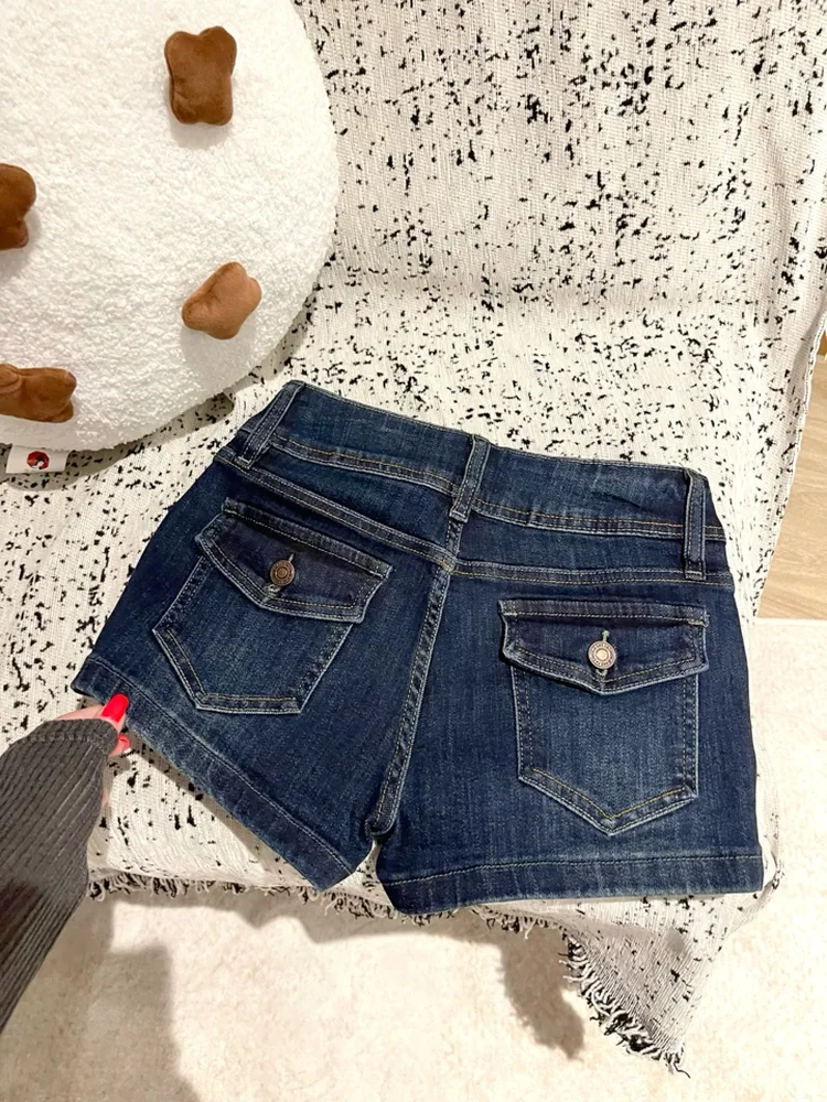 Deep Blue American Denim Short Shorts Women's Summer New Style Hot Girl Low Waist Tight Slim Hip A-Line Hot Pants
