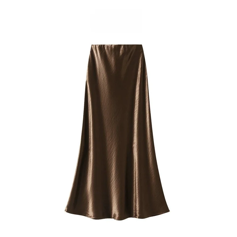 

Ele атласная юбка Fi Tail f, женские длинные юбки трапециевидной формы, весенняя облегающая облегающая юбка из полиэфирного волокна, домашняя одежда