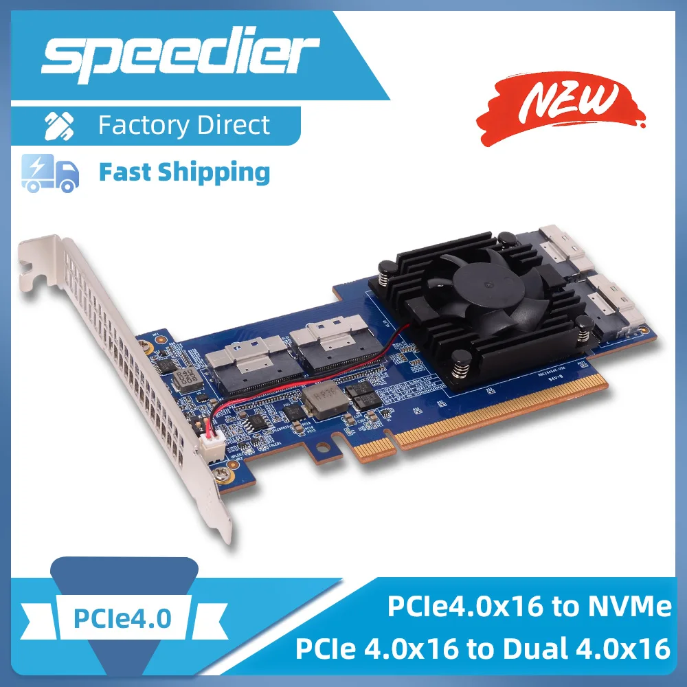 

2025 NEW PCIe 4.0 X16 To NVMe Hard Disk SSD Graphics Card Expansion Card Free Split PEX88048