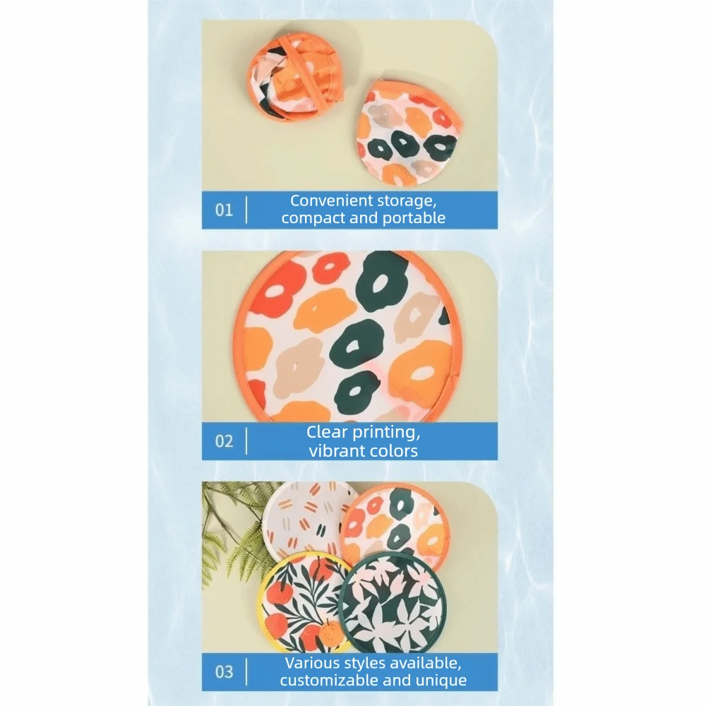 Japanese Style Portable Folding Fan Mini with Pocket Handheld Fan Colorful Collapsible Flying Disc Fan Outdoor Activities