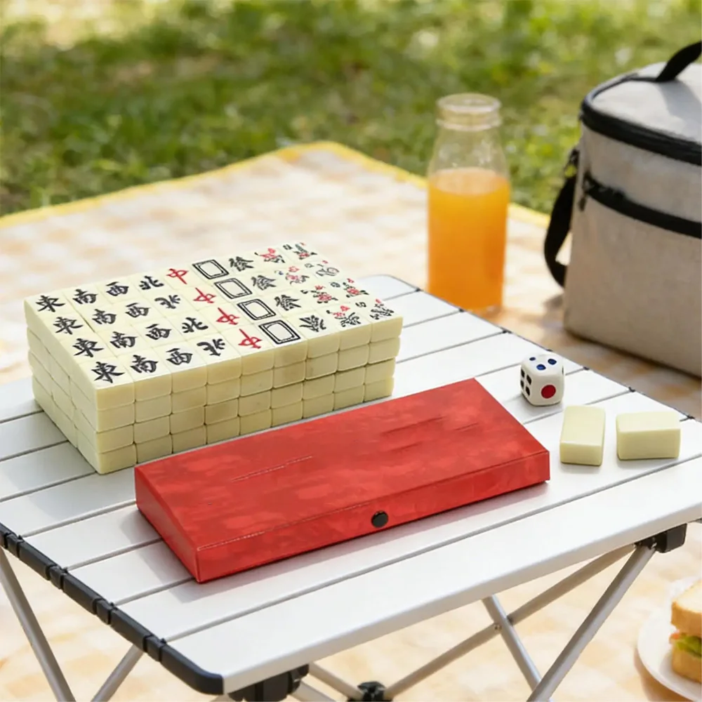 

144pcs Mini Mahjong Game Set Classic Chinese Mahjong Tiles Outdoor Portable Travel Board Game for Family Gathering Party