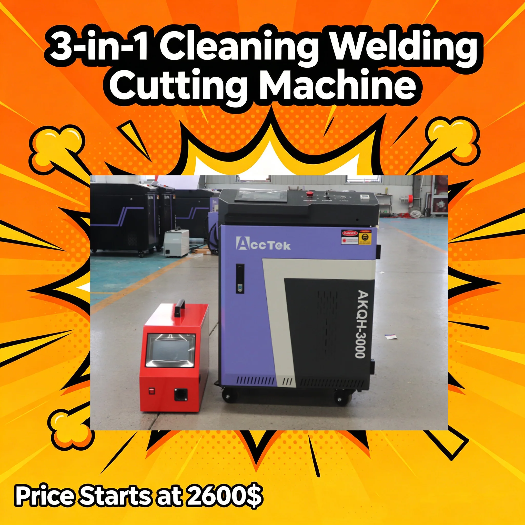 

3-in-1 1500W Fiber Laser Welder Machine Portable Metal Welding Cleaning Cutting