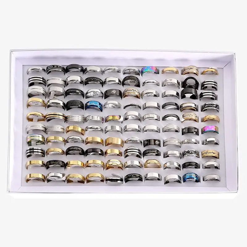 

50Pcs/Lot 2.0 mixed stainless steel ring mixed titanium steel ring spot wholesale