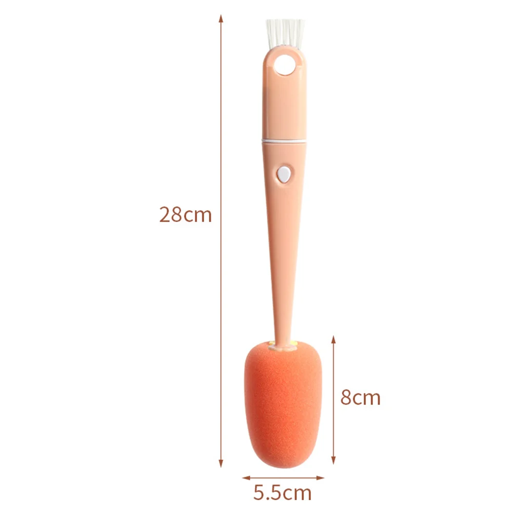 3-in-1 Multi-functional Cup Brush Cleaning Brush, Baby Bottle Brush Sponge Brush Long Handle Water Bottle Cleaning Brush Cup Lid