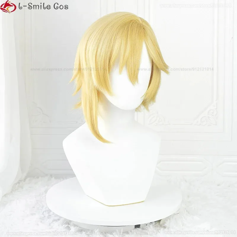 Styled 40cm Nito Nazuna Cosplay Wig  ES Nazuna Nito Cosplay Anime Wig Golden Yellow Saclp Heat Resistant Hair Wigs
