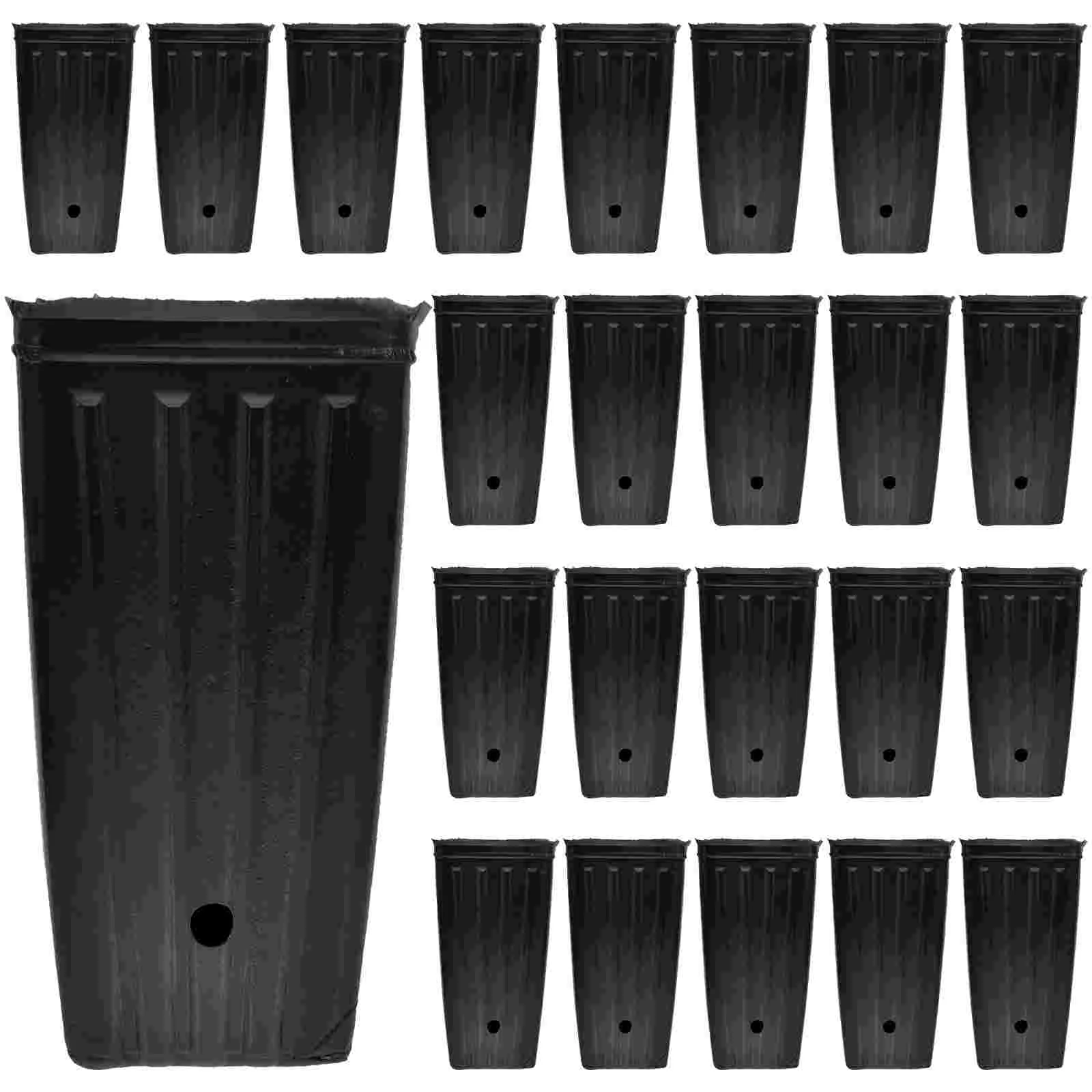 30 Pcs Tiestos Para Exterior Tall Seedling Pot Black Planter Flower Growing Cup Garden Supply