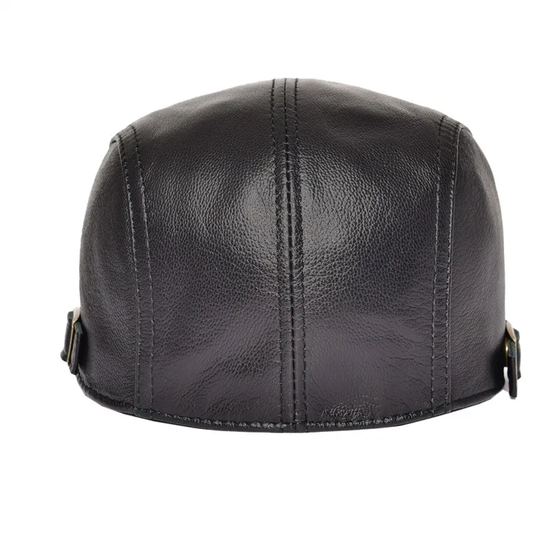 VOBOOM Black Brown Leather Flat Cap Men Natural Genuine Lambskin Ivy Caps Newsboy Gatsby Hat Classic Boina 121