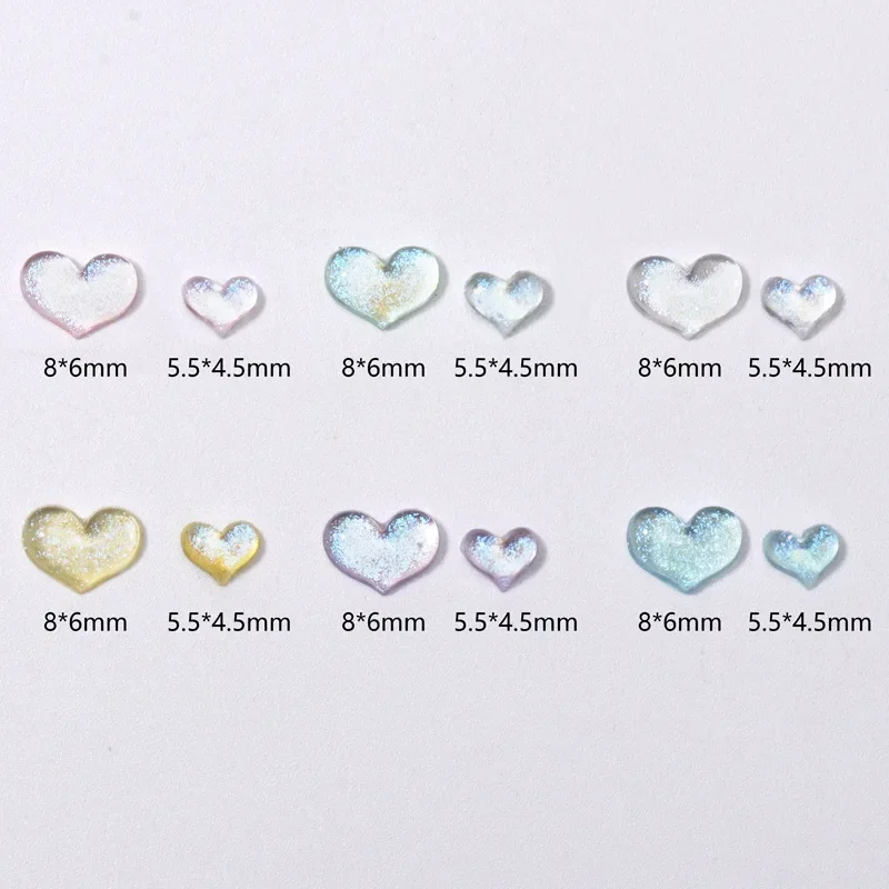 3D Mini Heart Nail Charms Accessories for Making DIY Manicure Supplies 1 Bag Transparent Resin Heart Nail Art Decorations