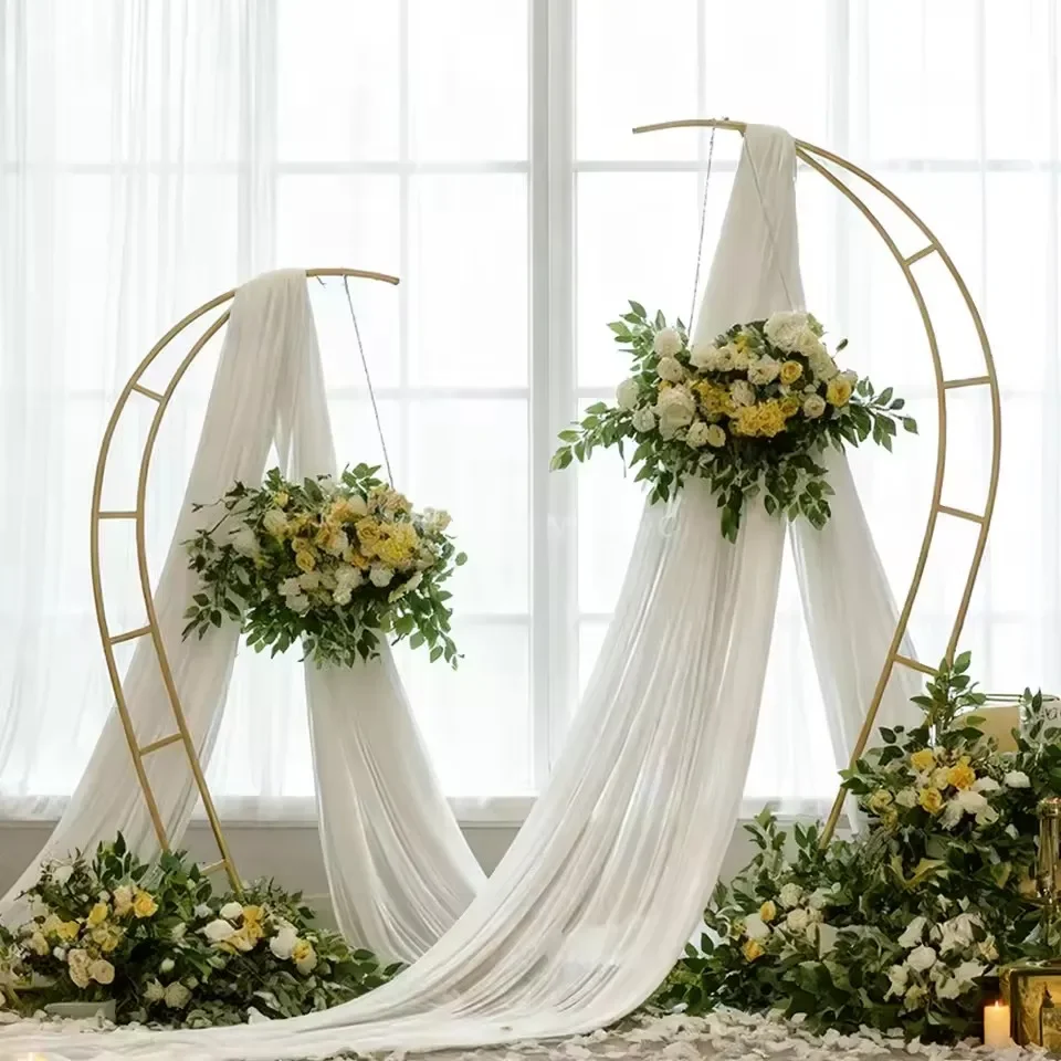 Metall-Hochzeitsbogen-Set mit Mond-Hintergrundständer, Ballon- und Blumenbogen für Hochzeiten, Geburtstage, Abschlussfeiern und Bühnendekoration – Detail 5