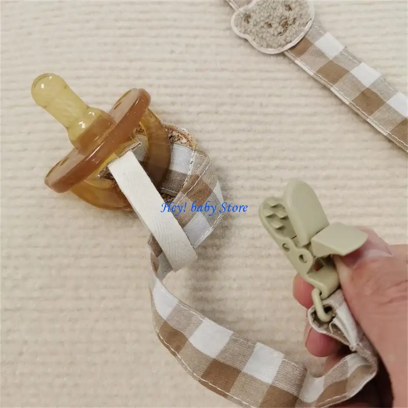 

Q1FE Cartoon Embroidered Bear Baby Pacifier Clip Nursing Soother Holder Teether Chain Plastic Clip DIY Dummy Nipple Holder Leash