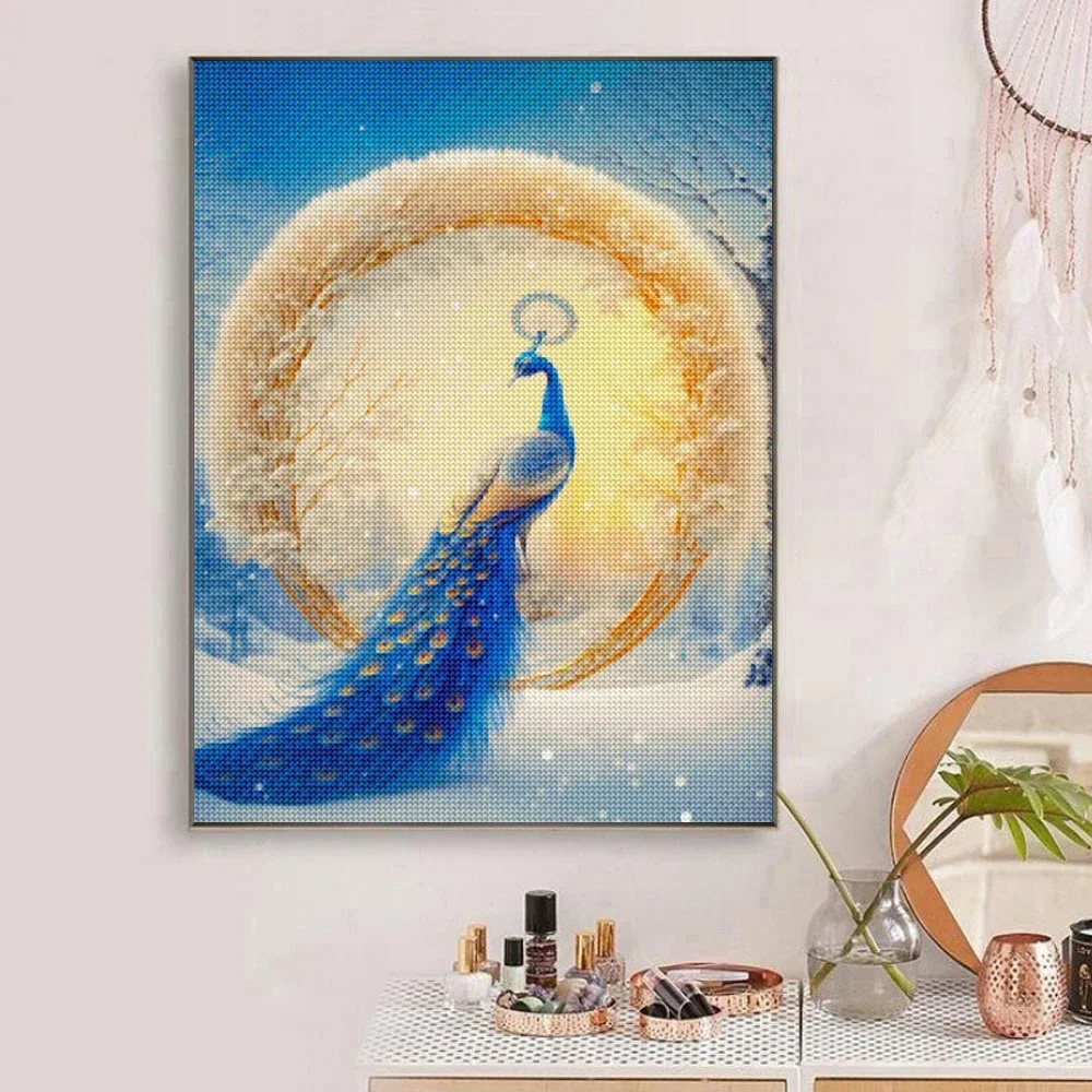 5D DIY AB Diamond Painting Animal Peacock Full Diamond Mosaic Embroidery Snowscape Cross Stitch Set Art Wall Home Decoration