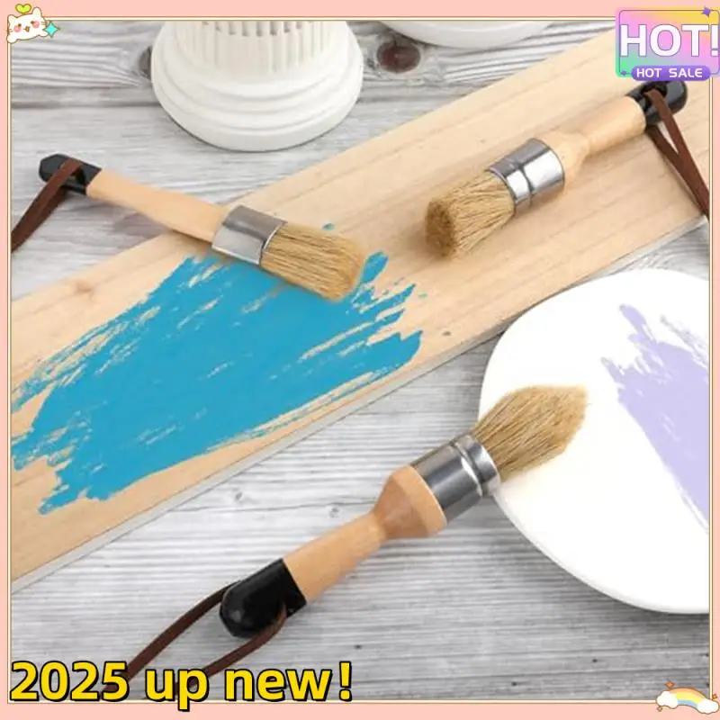 3 Pack Chalk Paint Brushes Set Kit For Furniture Reusable Flat And Round Chalk Paint Brushes Set For Folk Art Home Decor