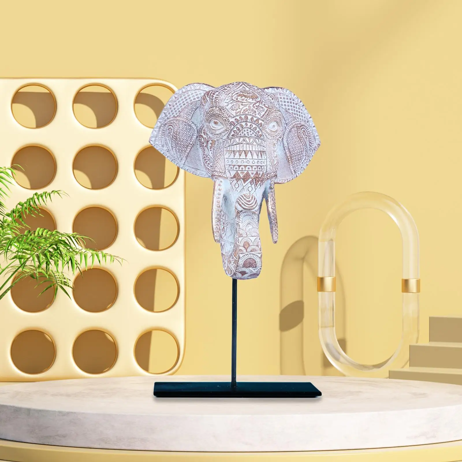 

Elephant Statue Animal Sculpture Crafts Decoration Desktop Ornament Resin Art Figurine for Indoor Office Shelf Farmhouse Home