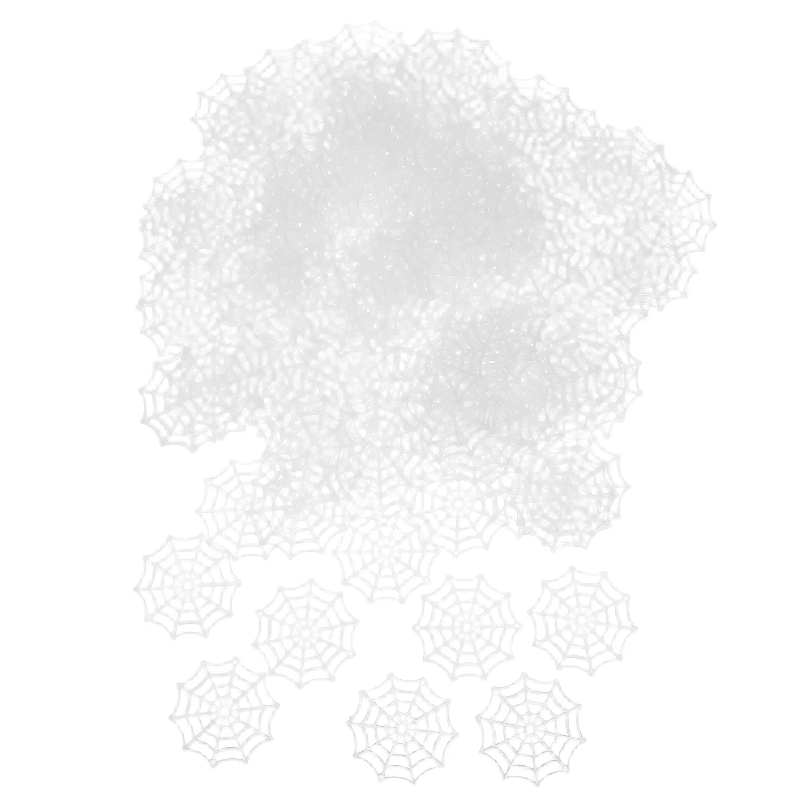 

150Pcs Black Plastic Spider Web Decor Halloween Hanging Ornaments for Garden Scene Props Spooky Festival Atmosphere