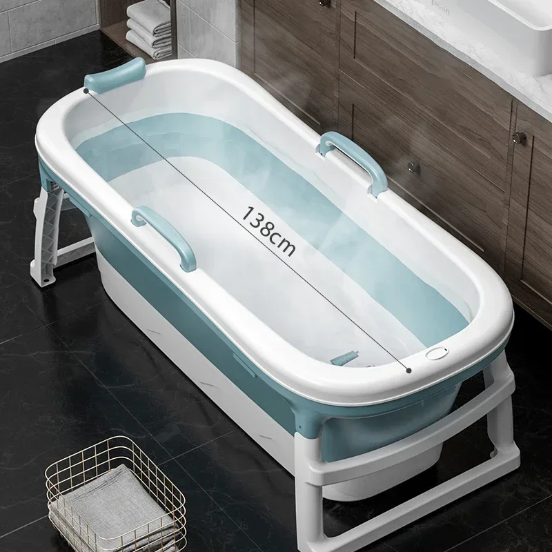 Simple Household Barrel Portable Bathtubs Adult Foldable Barrel PlasticTub Whole Body Bath Barrel Tub