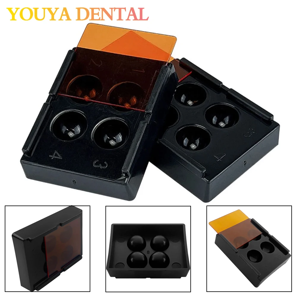 4 Holes Dental Veneer Box Teeth Patch Resin Shade Light Storage Case Dentistry Membrane Tooth Box Denture Retainer Molar Box