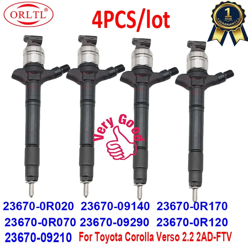 4PCS Diesel Injector 23670-0R020 23670-09290 23670-09210 23670-09140 23670-0R170 23670-0R120 23670-0R070 For Toyota Corolla