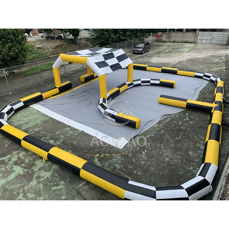 Kids Outdoor Inflatable Race Track Riding Toys Bumper Car Racing Court Race Track Inflatable