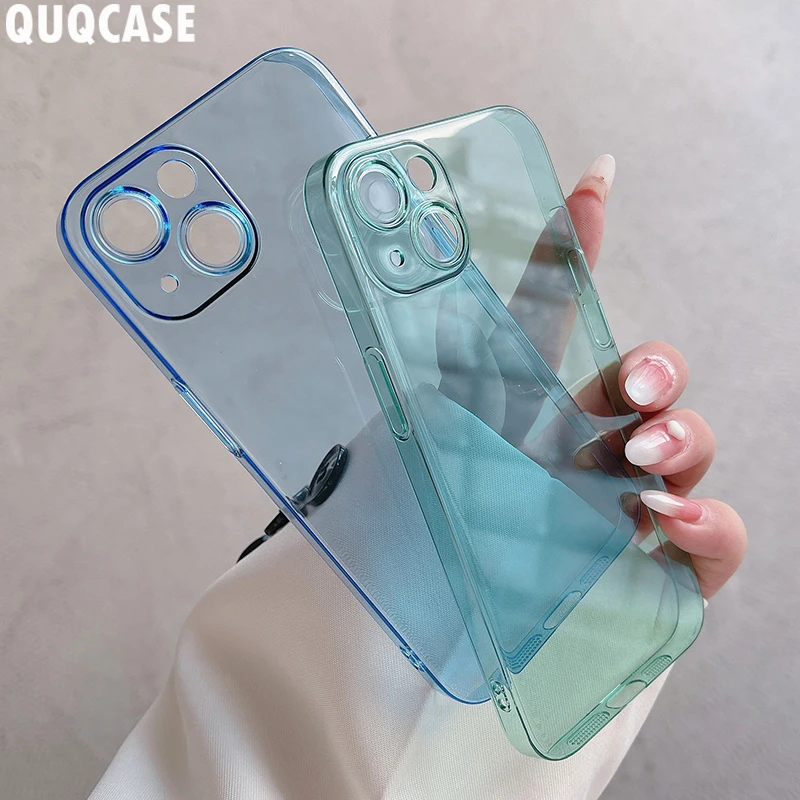 Candy Color Transparent Hard PC Case For iPhone 11 12 15 Pro Max 14 Plus i Phone 13 Promax iP 14Pro Shockproof Clear Cover Kilif