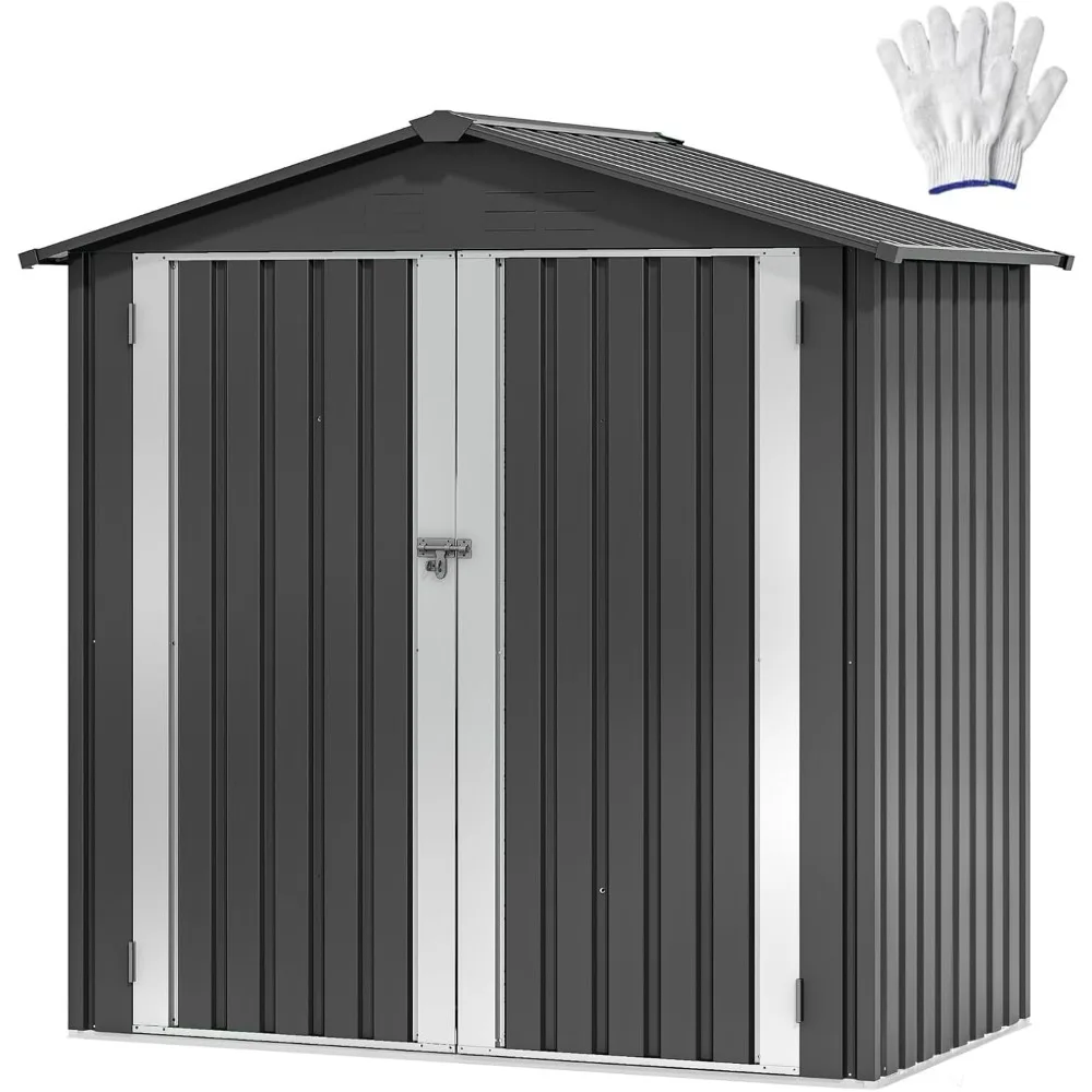 

6x4ft Outdoor Storage Shed, Weatherproof Tool Shed w/Locking Entry & Ventilation for Grass Cutter, Bike, Equipment Garden