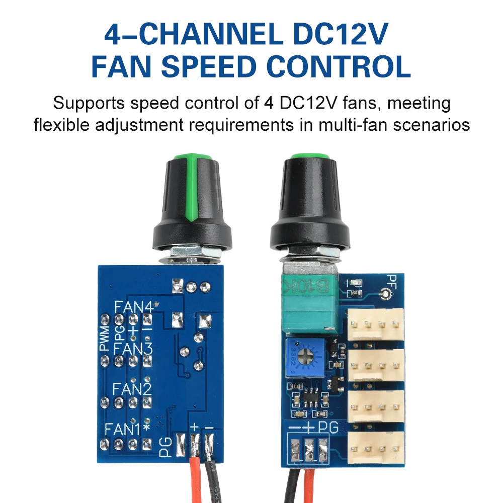 4-channel DC12V 3A 4-wire PWM Fan Controller With Manual Knob Adjustment And Switch 5V 25KHZ Fan Speed Controller