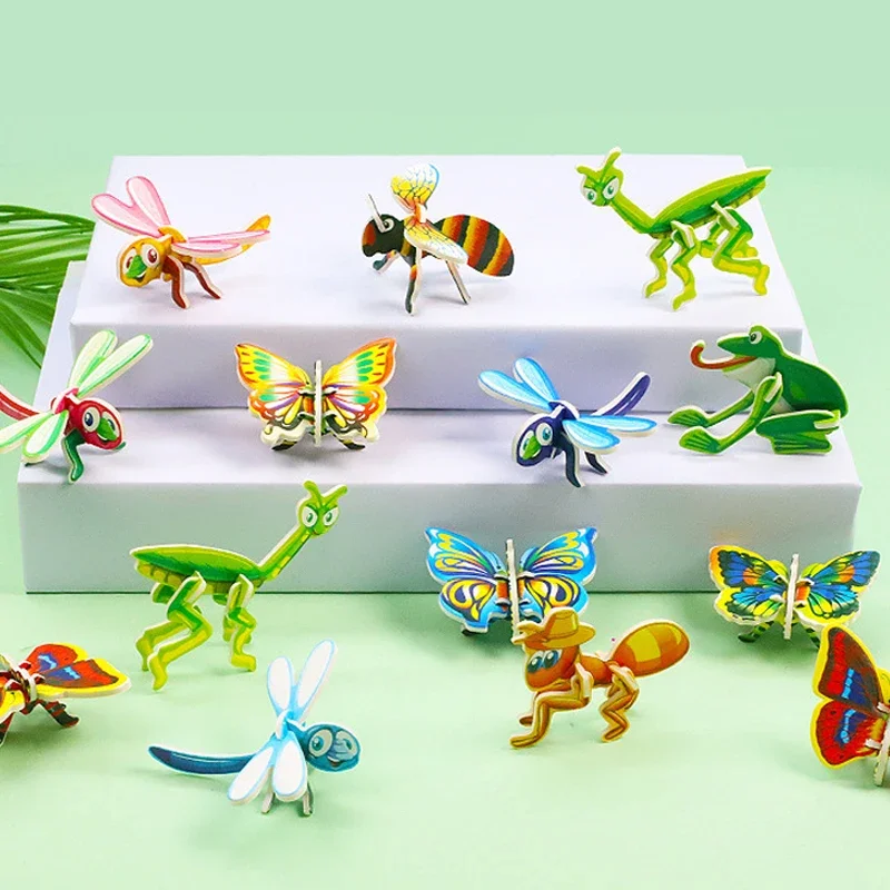 10-100PCS Mini DIY Insect Puzzle Foam Animal Building block Game Toys for Kids Birthday Party Favors Kindergarten Prize Toys