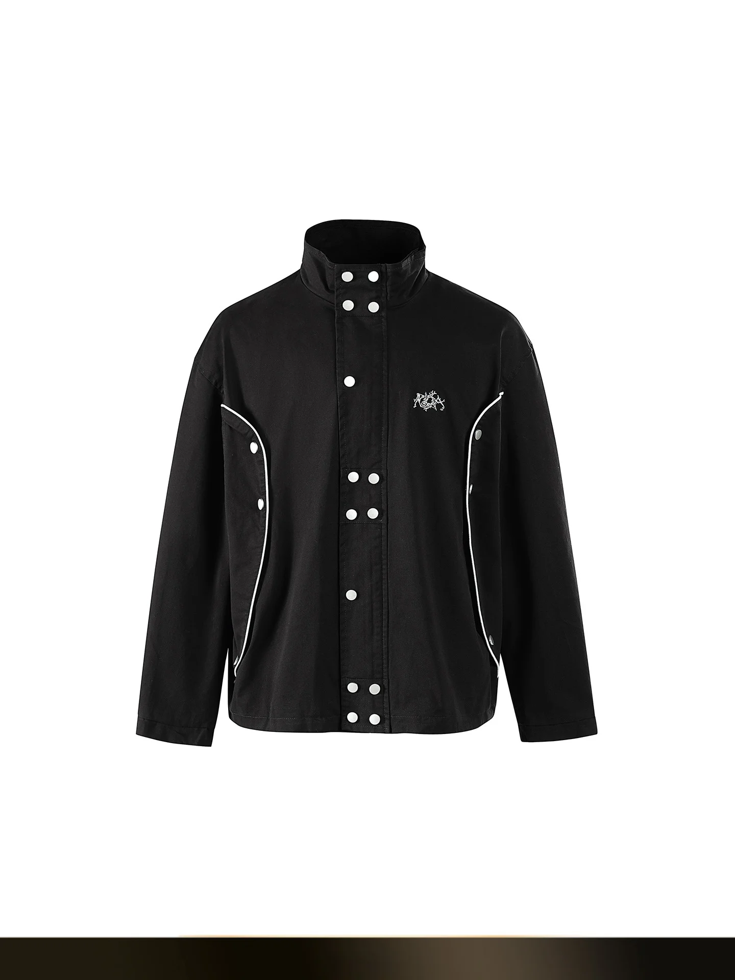 

American Retro Sport Sle Loose Workwear Jaet for Men Casual Stand Collar Long Sve Zipper Closure Cotton Polyester Blend