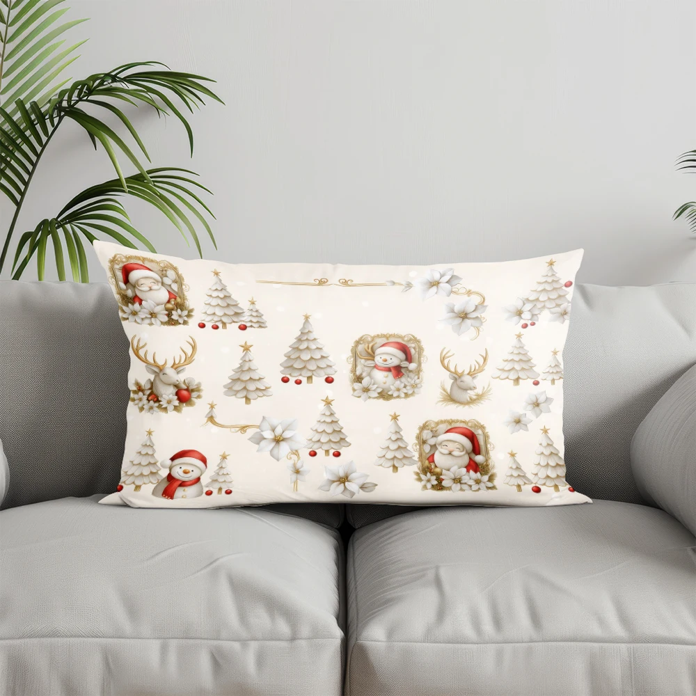 ديكور المنزل سانتا التماثيل عيد الميلاد وسادة غطاء مناسبة ل أريكة غرفة نوم سيارة وسادة غطاء وسادة مستطيلة الظهر وسادة