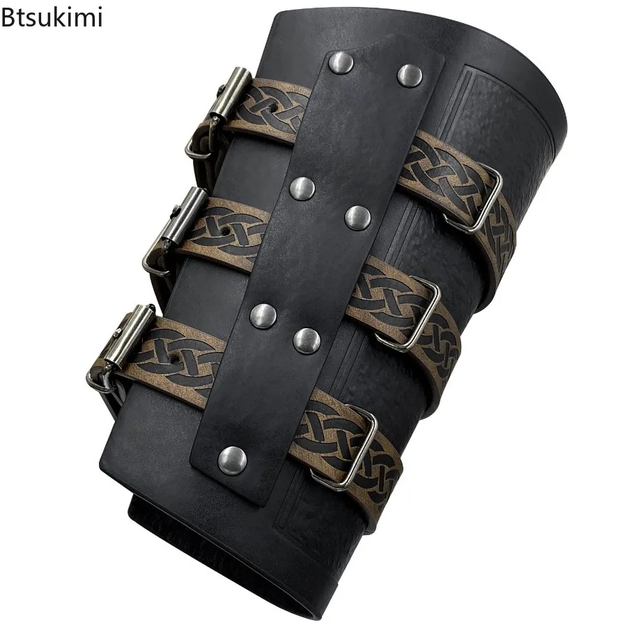 Akcesoria do cosplay na Halloween, zbroja, bransoletka na nadgarstek dla dorosłych, średniowieczny bransoletka, kostium wikingów, rękawica łucznicza, bransoletka Larp, rycerska bransoletka ze skóry PU