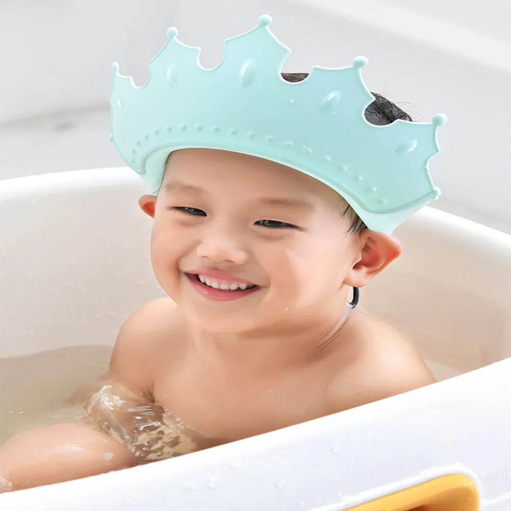 3 Color Baby Bath Shower Cap Shampoo Bath Cap Adjustable EVA Cap Waterproof Eye Protection Earmuff Headgear Shampoo Cap