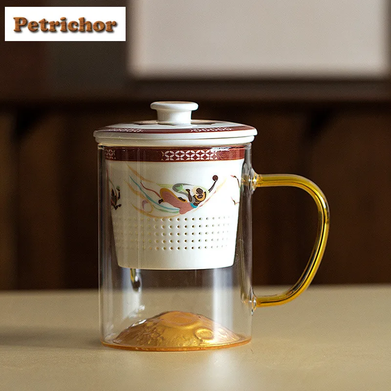 

400ml Dunhuang Apsaras Filter Tea Separator Cup Japanese Tea Mug With Infuser Household Tea Brewing Office Water Cup Teaset Gift