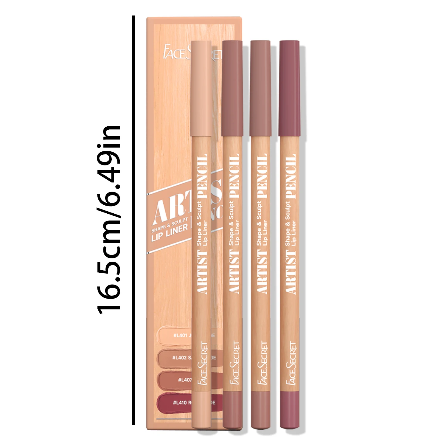 4-delige set ultrafijne houten lipliners - naakt bruin fluweel mat langdurige gladheid waterdichte natuurlijke lipkleuren