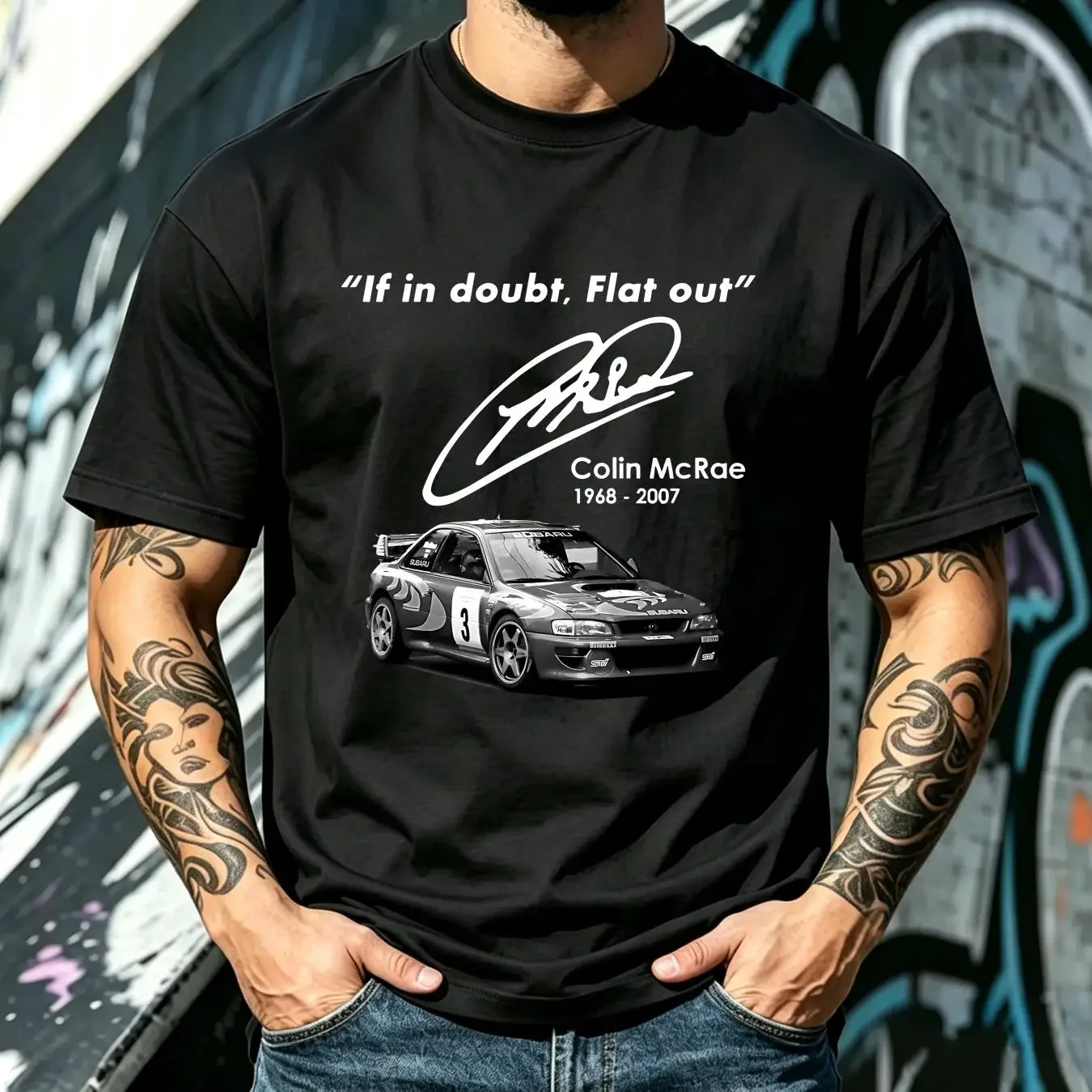 washed T Shirt COLIN MCRAE BK 9 vintage Washed graphic Slightly Comfortable homme Versatile fashion Stylish Unisex Stretched
