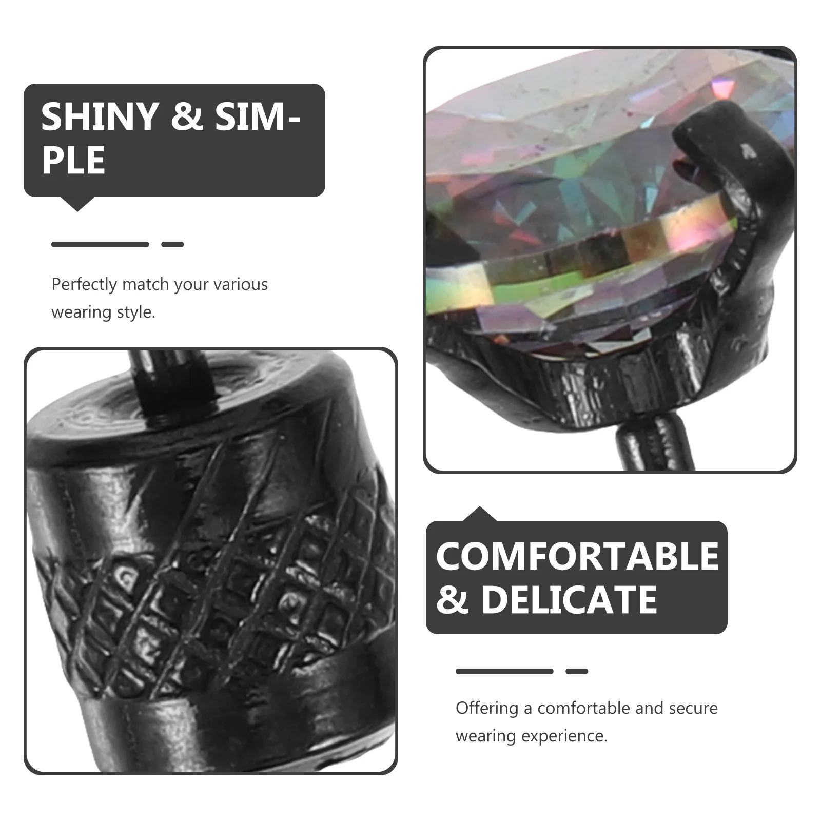 

3Pairs Zirconia Ear Studs Hypoallergenic Titanium Steel Earrings for Men Women Fashion Simple Studs for Party Bar Club Daily Use