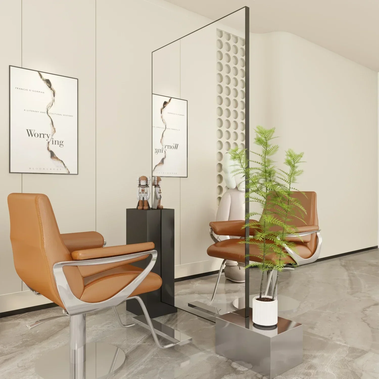 TTTTA13 Hair Salon Stainless Steel Dressing Table Wall-Mounted Perm Hair Salon High-End Hair Cutting Mirror