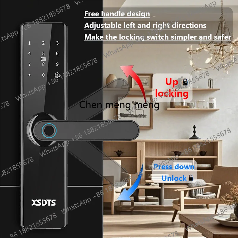 New Tuya Electronic Smart Door Lock With Biometric Fingerprint / Smart Card / Password / Key Unlock/ USB Emergency Charge