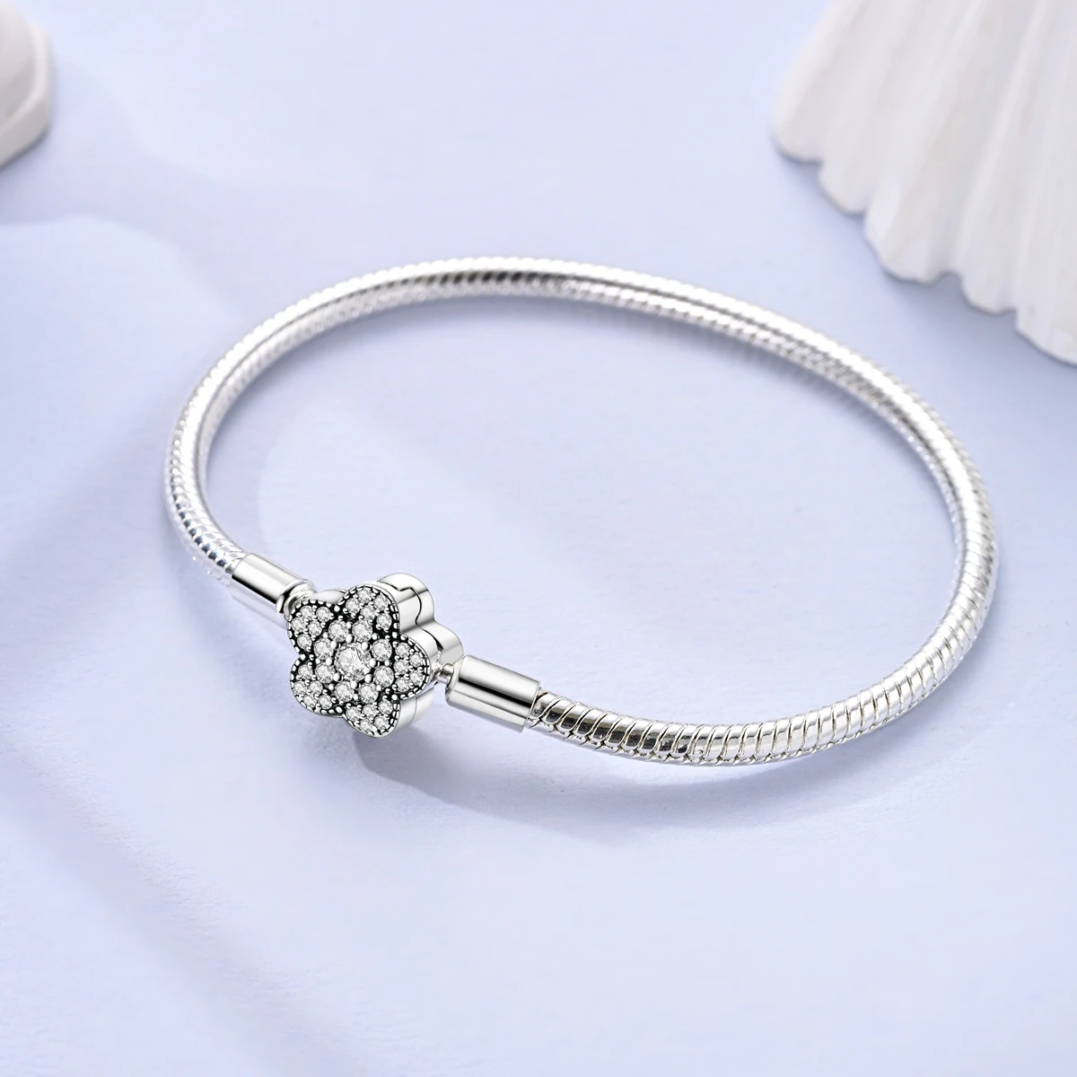 925 Sterling Silber Original Schlangenkette Herzverschluss Perlen-Sicherheitskette Armbänder Passend für Charms DIY Schmuck für Frauen – Detail 8