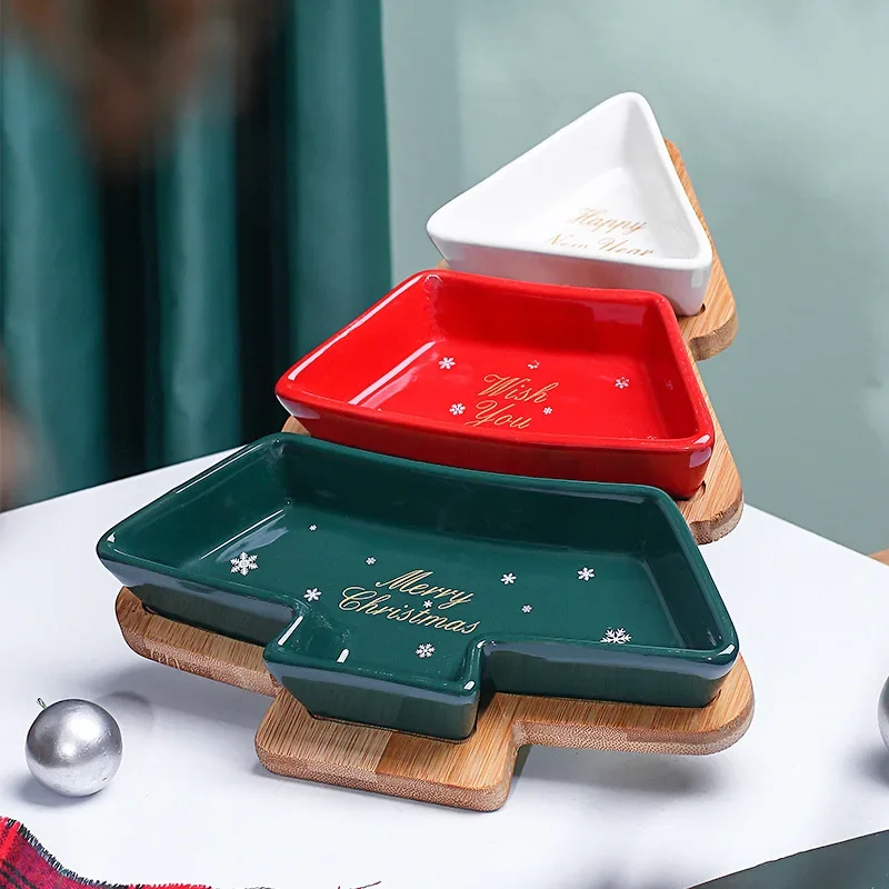 Specialty Plate Ceramic Christmas Tree Snack Between-meal Nibbles Irregular Tableware Placement