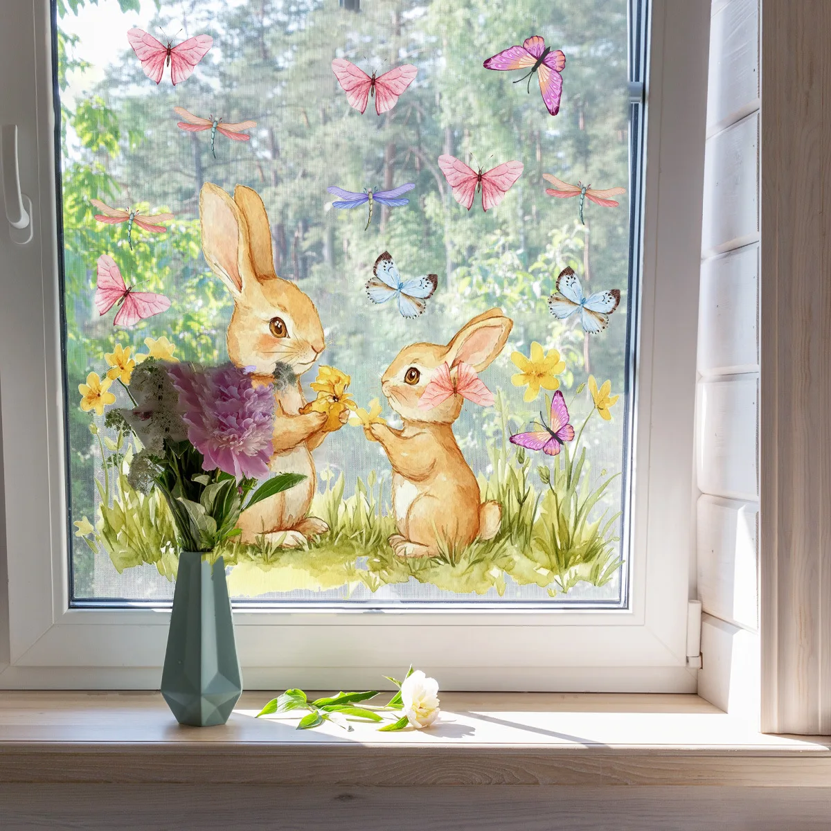

Creative Cartoon Flower Window Sticker Home Glass Window Sticker