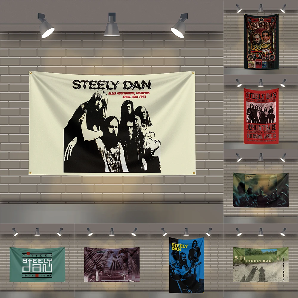 

3x5 Ft S-Steely-Dans Heavy Metal Band Flag Rock Music Wall Banner for Bedroom Studio Bar Concert Outdoor Decor