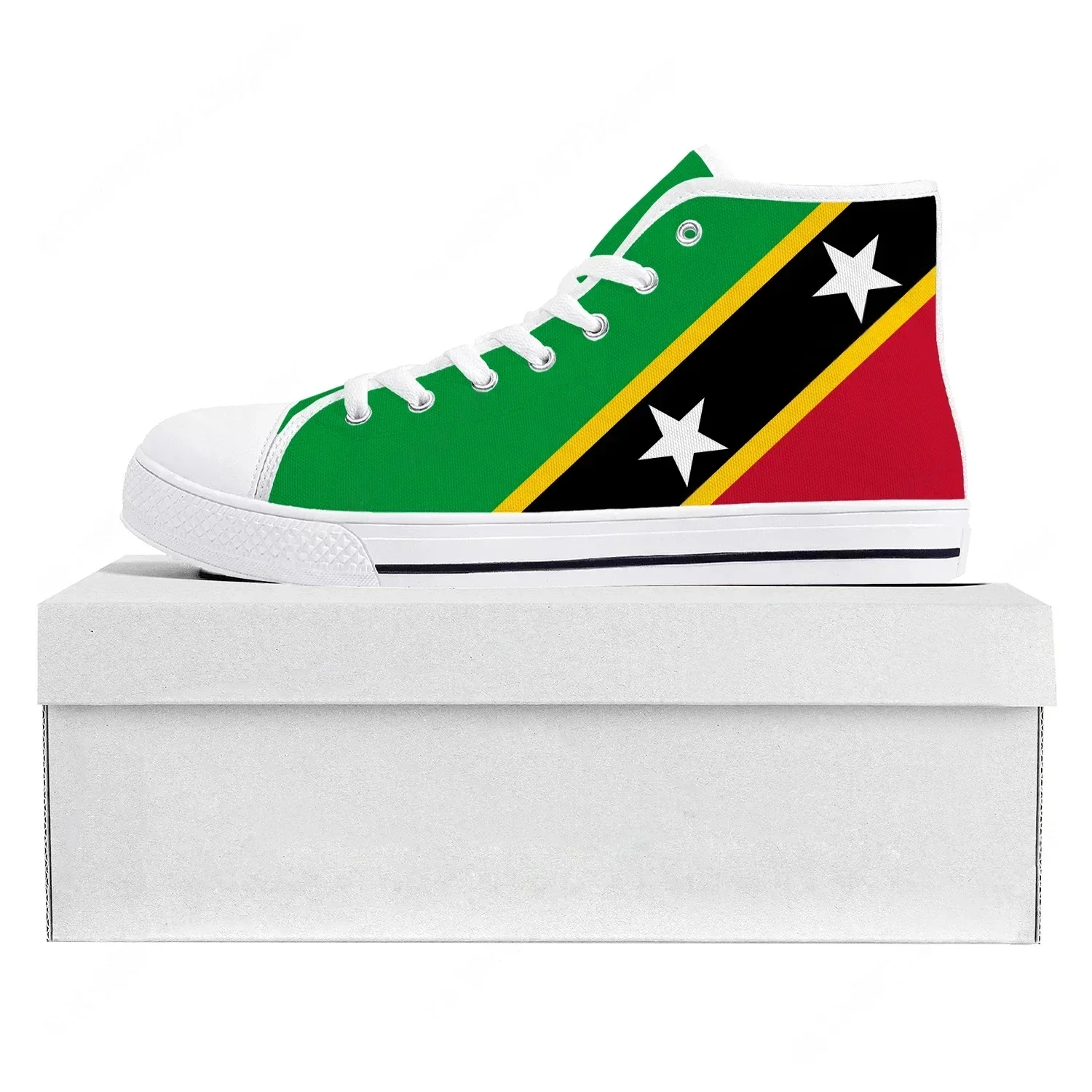 High Quality St Kitts and Nevis Flag Canvas Sneakers Flat Sole Unisex Casual Shoes Custom