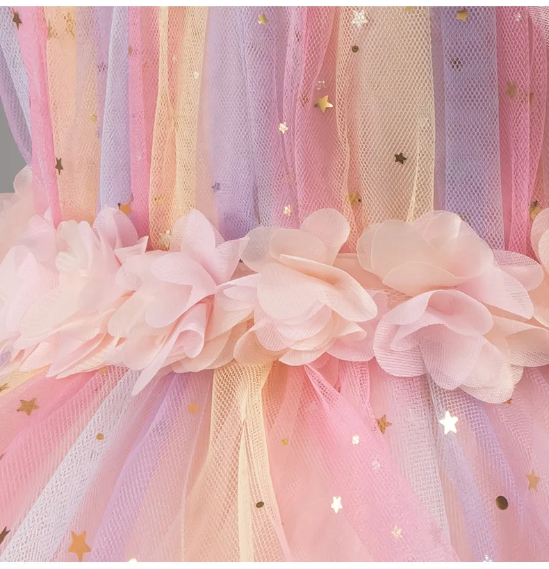 2026 Summer Birthday Party Party Girl Elegant Evening Dress Tailing Flower Sleeveless Wedding  Flower Girl Princess  Prom Gown