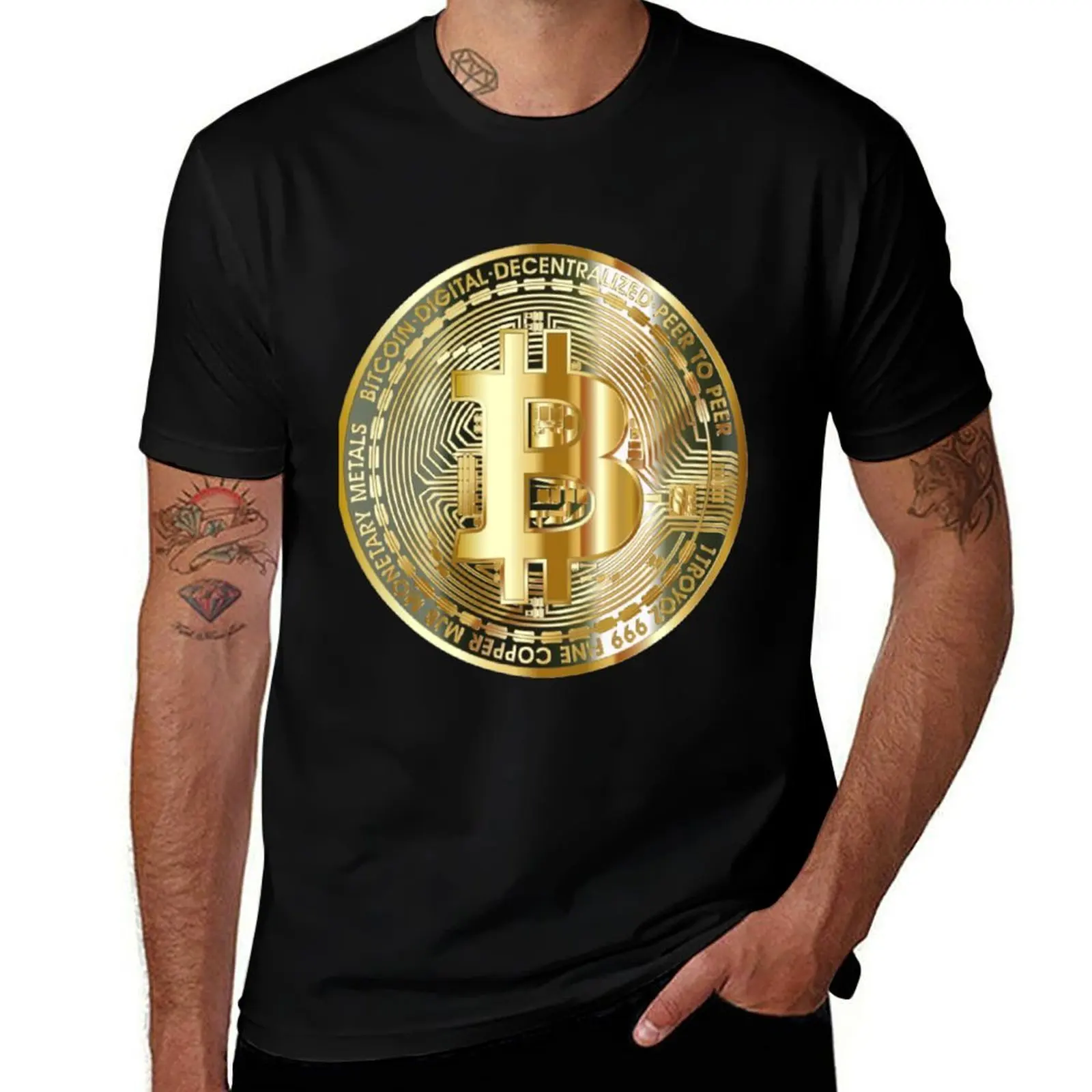 

golden Bitcoin T-Shirt Big and Tall Basic Tee Shirt