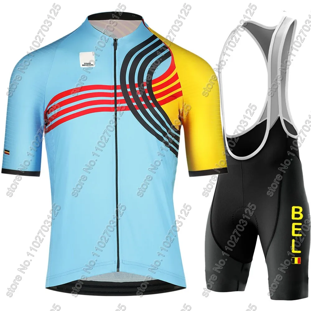 Belgium National Team Cycling Jersey 2024 Team Set Summer Wout van Aert Clothing Road Bike Shirts Suit Bicycle Bib Shorts Ropa