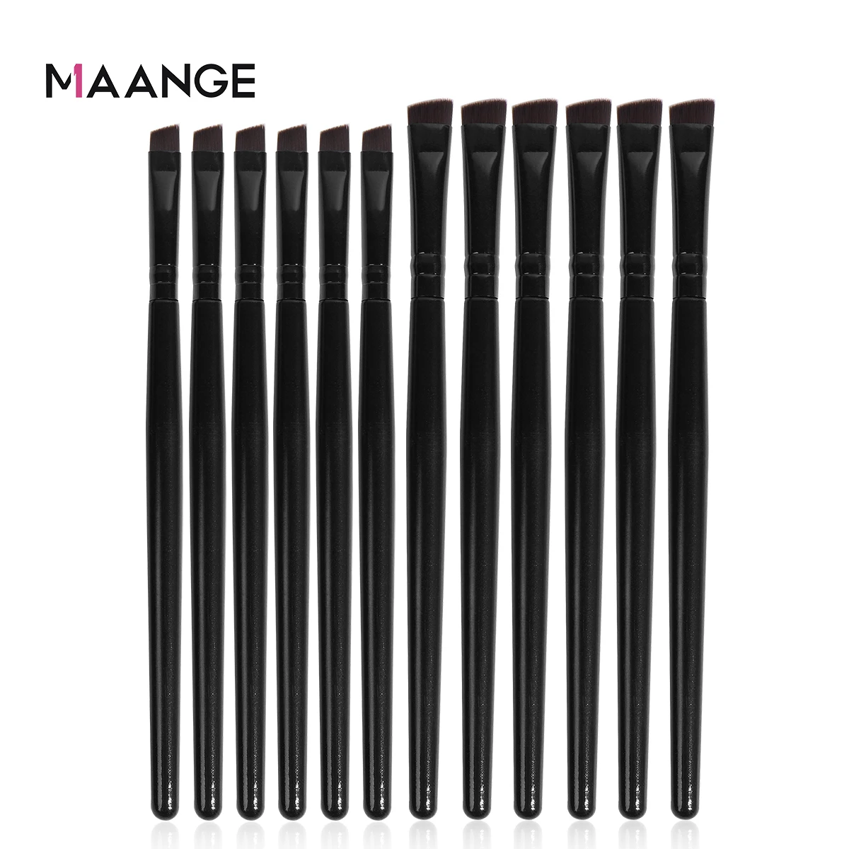 MAANGE 12PCS Blade Eye Makeup Brushes Angled Thin Eyebrow Brush Flat Fine Eyeliner Brush Professional Liner Brow Beauty Tools