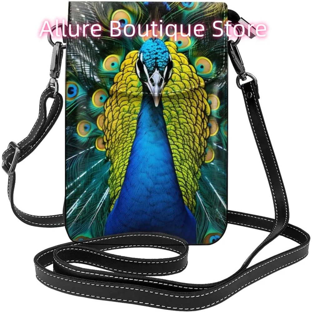 

Cartoon Peacock Crossbody Bag for Women PU Leather Small Travel Cell Phone Pouch Lightweight Mini Phone Purse Wallet Cross Body